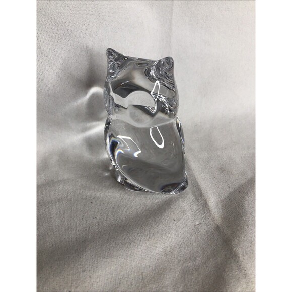 Vtg. FRANKLIN MINT 1987 Crystal OWL Clear Glass ~Made In France Label. 3" tall - Picture 1 of 10